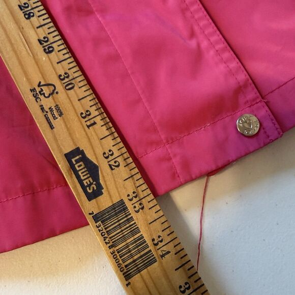 Betsey Johnson Pink Raincoat Anorak Jacket Hooded Drawstring Zip Cinched Waist - Picture 9 of 13